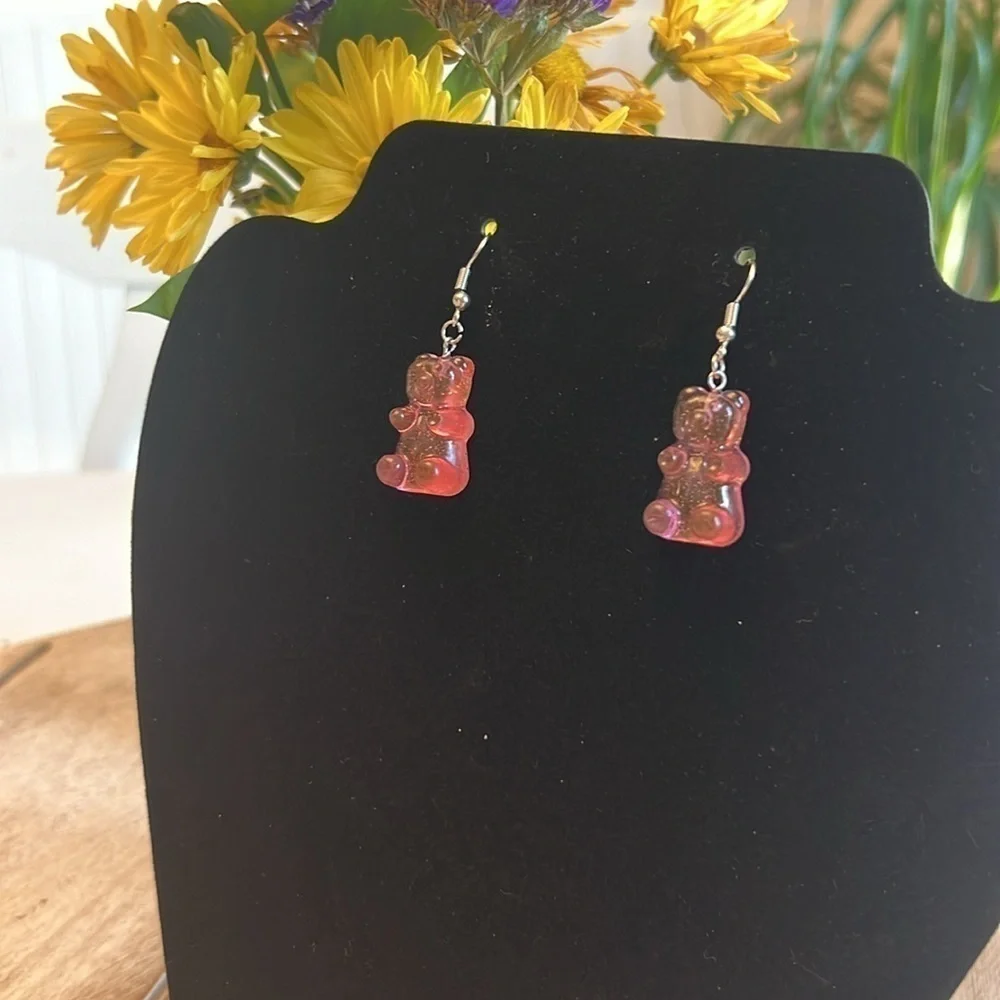 Gummy Bear Earrings - Pink - NWT - Pink dangle earrings - Picture 3 of 4